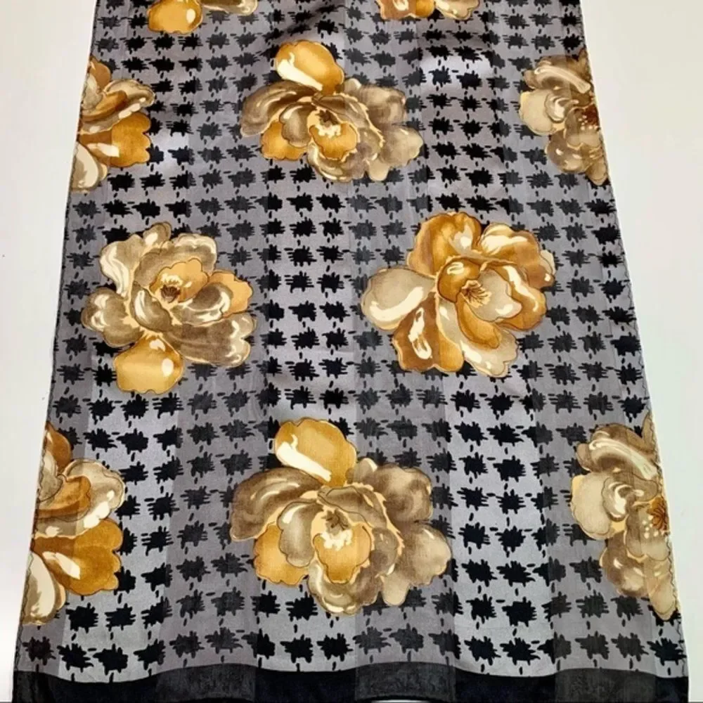 Cejon Gray‎ & Gold 100% Silk Scarf